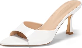 Coutgo Womens Kitten Heel Sandals Heeled Mules Pointed Open Toe High Heels