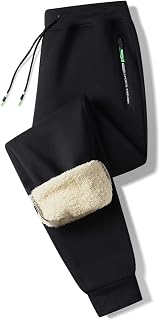 ZOXOZ Men's Tracksuit Pants Sports Men Trousers Fleece Warm Cotton Loose Winter Thermal Sherpa Jogger with Zipper Pockets