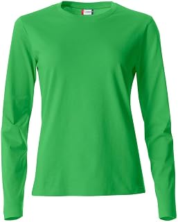 Clique - Women's Long-Sleeved T-Shirt with Round Neck Basic-T L/S Made of Cotton Jersey Slim Fit in Various Sizes and Colours