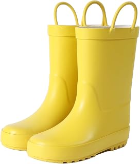 Hbxooxts kids Rain Boots, Toddler Rain Boots Waterproof Rubber Kids Rain Boots for Girls and Boys with Fun Patterns and Easy-On Handles