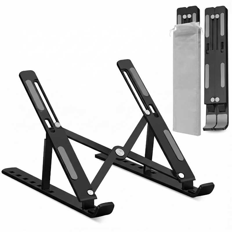 GrandMil Adjustable Laptop Stand for Desk – Foldable & Portable ABS+Silicone Ris