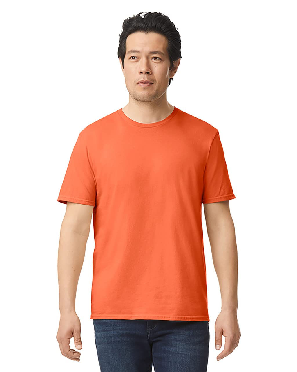Gildan - Soft Basic Short Sleeve T-Shirt for Men - 100% Fat Cotton (XL) (Orange)