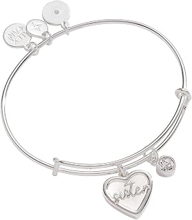 Alex and ANI Because I Love You Expandable Wire Bangle Bracelet for Women, Meaningful Charms, 2 to 3.5 in