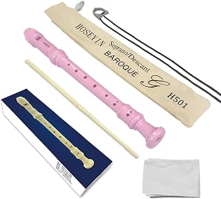 HOSEYIN Soprano Recorder Baroque style German style C Key 8 Holes Soprano Recorder for Beginners(Baroque, Pink)