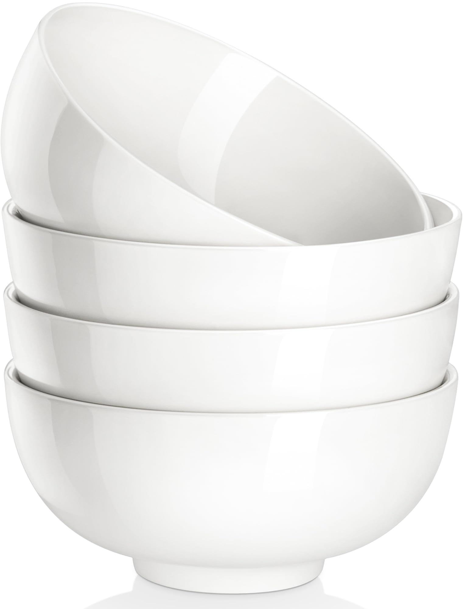 MALACASA 26 oz Porcelain Soup Bowls, 6" Cereal Bowls - White Bowls Set of 4 for 