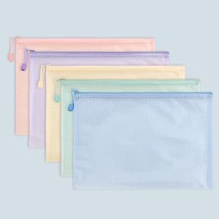 A6 Mesh Bag Set with Zipper, 5 Colors Waterproof Mesh Bags for Office, Travel and Home (5 Pcs)