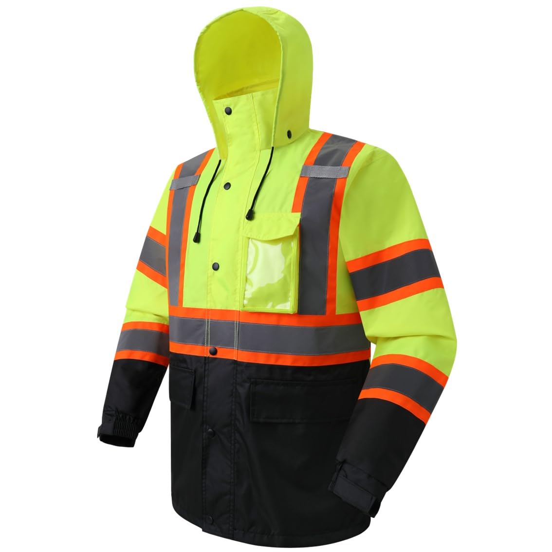JKSafety Hi Vis Rain Jacket for Men Women Class 3 Rain Gear YBlack 3XL