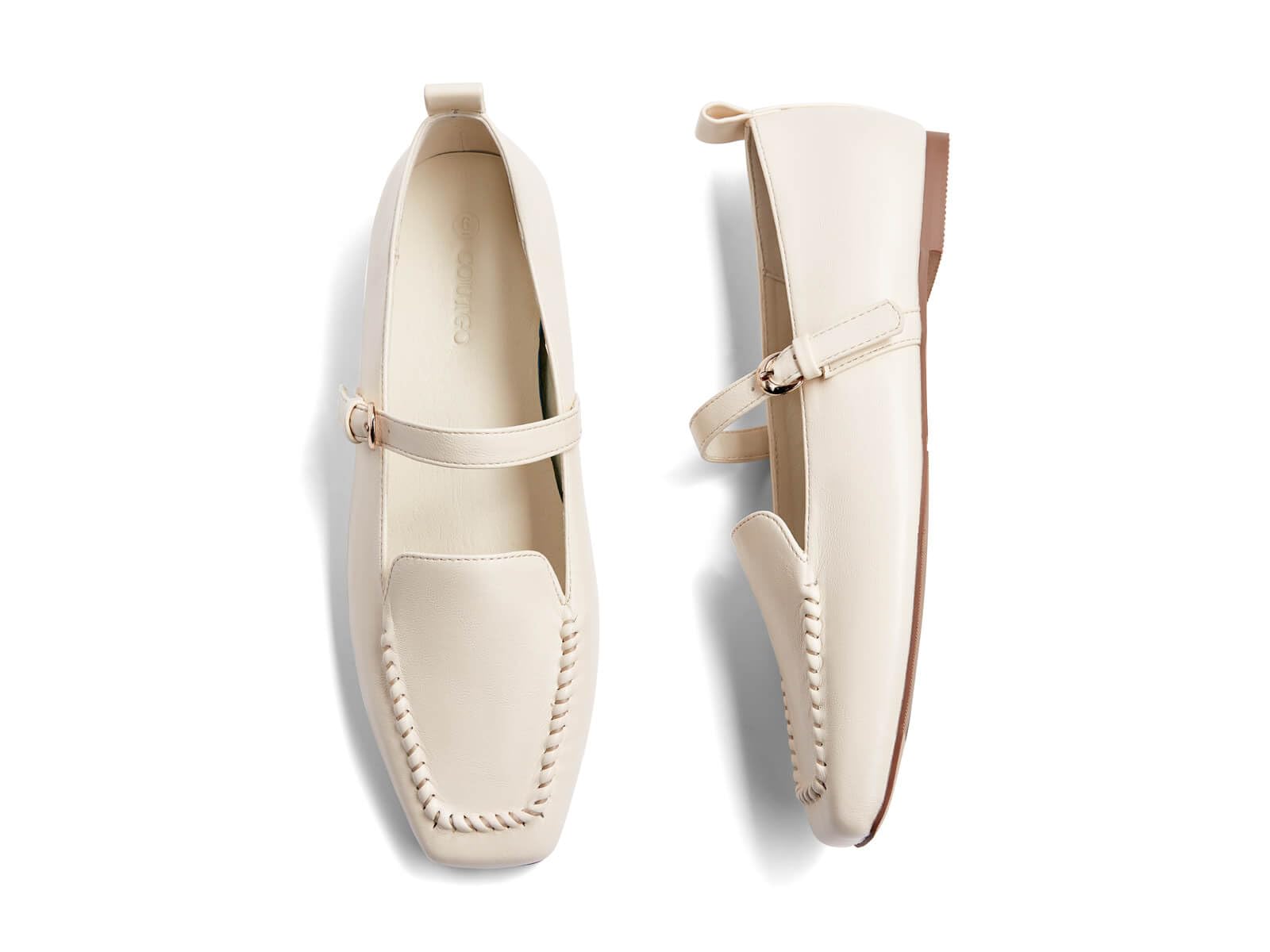 Coutgo Mary Jane Ballerine da donna con punta quadrata senza lacci, comode, eleg