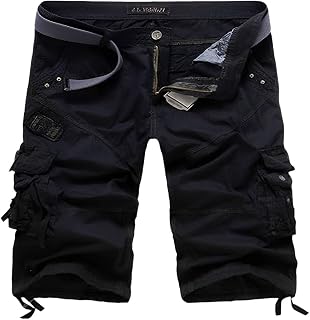 Cargo Shorts for Men Multi Pockets 3/4 Pants Solid Color Casual Sports Shorts Bermuda Short Pants Comfortable Resistant Shorts Work Pants Outdoor Summer