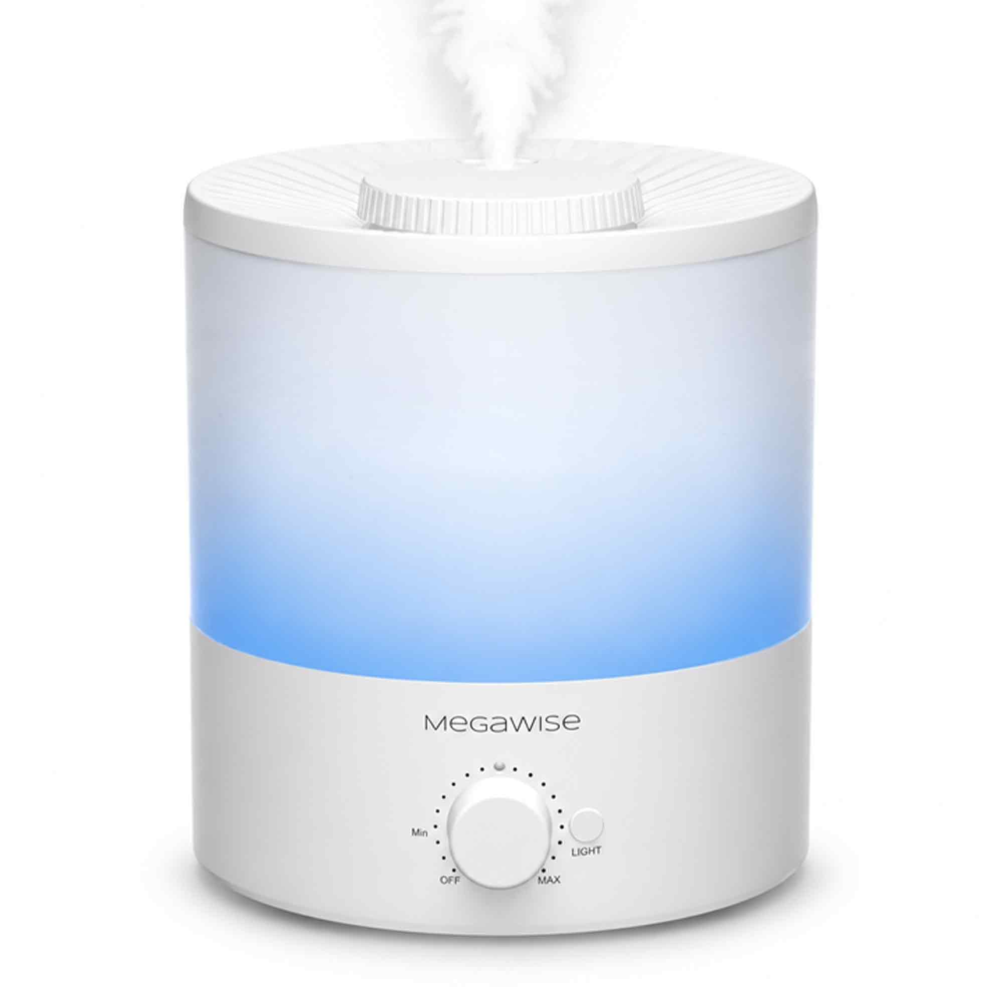 MEGAWISE 1.5L Cool Mist Humidifier, 24dB Quiet, Adjustable Mist | 7-Color Light,