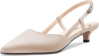 CASTAMERE Bass Kitten Heel Pointed Toe Pumps Women's Slingback Slip-on Sandals Wedding Office Party Dress 3.5 cm Heels