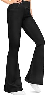 Women High Waist Bell Bottom Stretch High Waist Leggings with Pockets