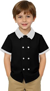 Haloumoning Bambino Bambino Ragazzi Manica Corta Button Down Camicie Bambini Color Block Doppio Petto Vestito Camicia 9M-8Y