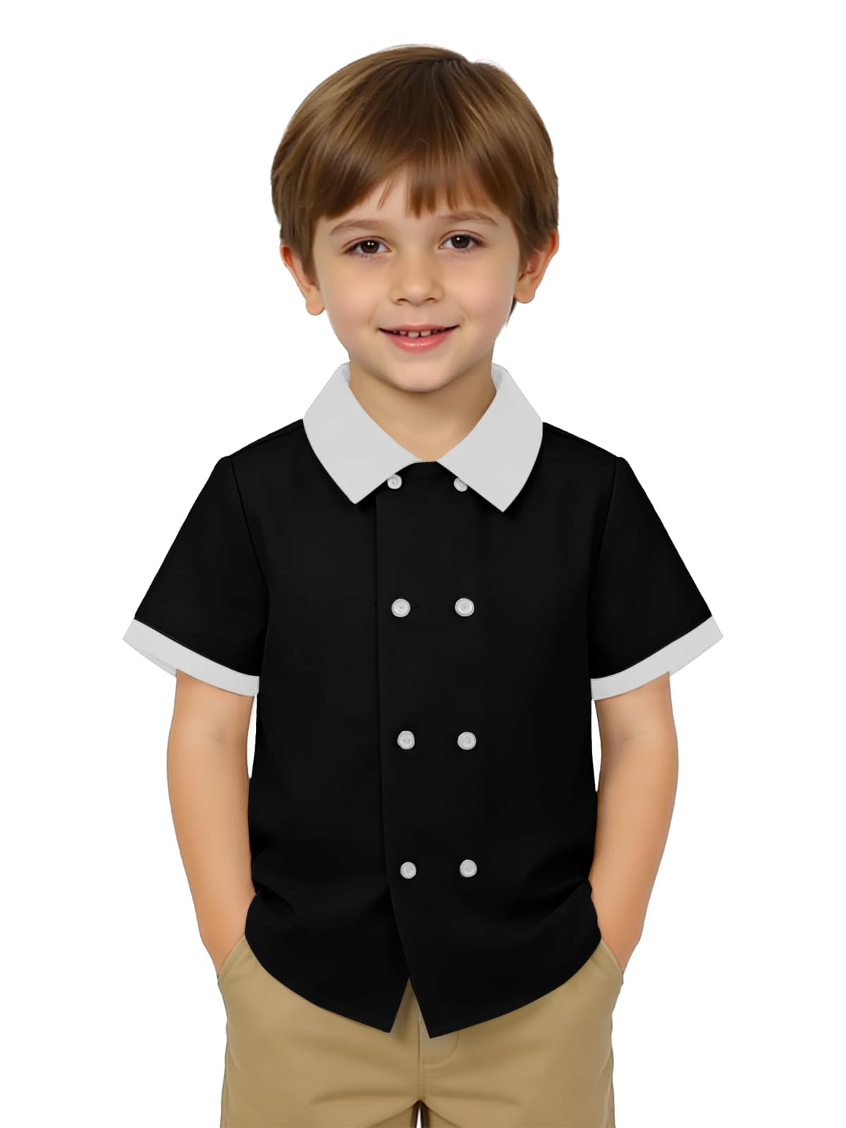 Haloumoning Bambino Bambino Ragazzi Manica Corta Button Down Camicie Bambini Col