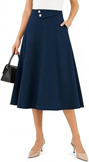 Dressystar Women's Midi Skirt with Pockets A Line Skirts for Business Work
