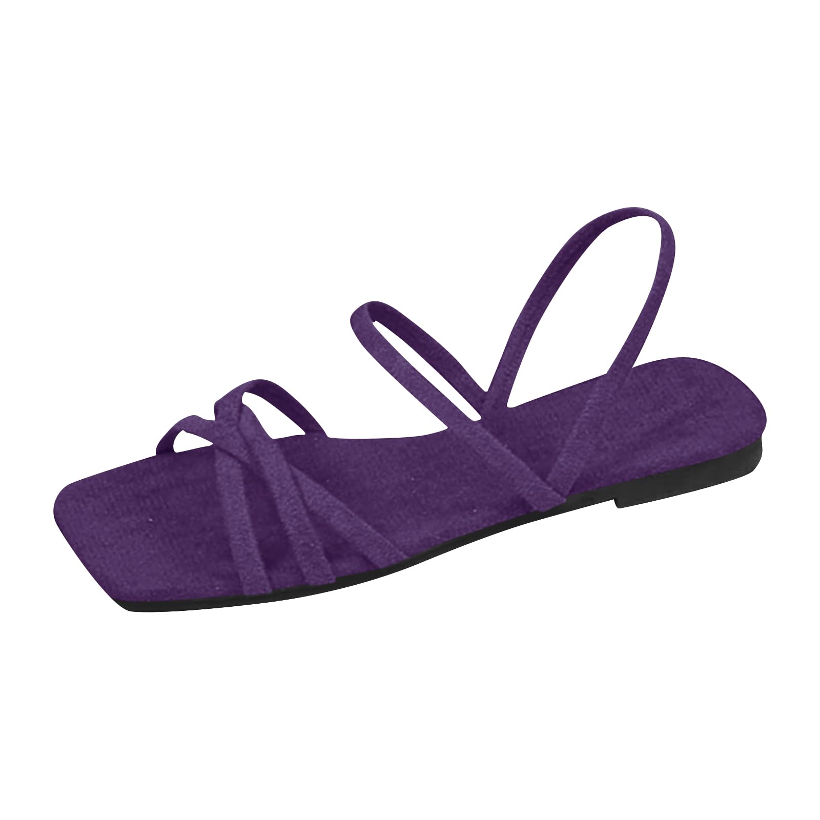 Sandals Women's Flat Square Toe Cap Toe Free Shoes Women's Summer Sandals Elegan