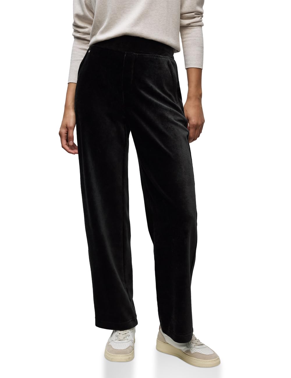 Street One - 3716566 Straight Leg Women's Ribbed Trousers