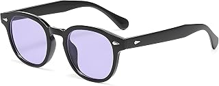 Retro Depp Style Round Sunglasses Men Women - Vintage 70s UV400 Protection Sunglasses for Driving, Travel & Outdoor Activities