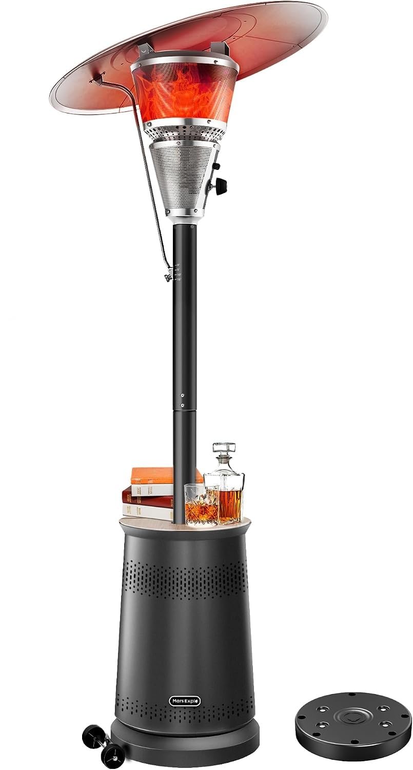 50,000 BTU Patio Heater for Outdoor Use With Adjustable Heat Focusing Top, Porta