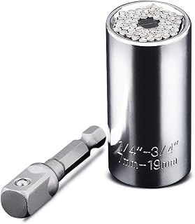 Universal Socket, Multi-Function Ratchet Socket Wrench Set, Handle Wrench Grip 7mm-19mm, 3/8" Power Drill Adapter Professional Repair Tools DIY