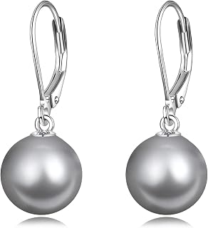 925 Sterling Silver Pearl Leverback Earrings Dangle Drop Jewelry Gifts for Women