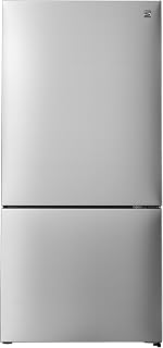 Kenmore 17.8 cu. ft. 31" Bottom Freezer Refrigerator - FPR Stainless Steel | Counter Depth, Ice Maker, Adjustable Glass Shelving, Crisper Drawers, Fingerprint Resistant SS, ENERGY STAR Certified
