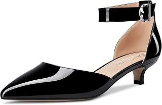 Aachcol レディース キトン ローヒール アンクルストラップ パンプス ポインテッドトゥ サンダル ドレスシューズ パーティー オフィス ウェディング 1.5インチ