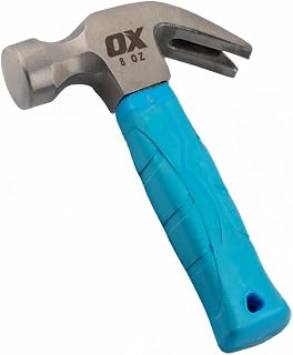 OX Trade Stubby Claw Hammer 8oz – Forged Steel, Fibreglass, Non-Slip