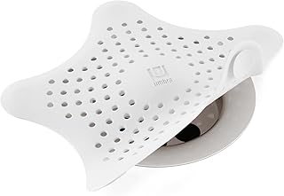 Umbra Starfish Hair Catcher, Suction Cup Drain Cover, 6-Inch, White | Silicone material, flexible and durable, water resistant seal, easy to clean, rust proof, fits standard tubs