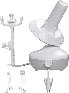 Etcokei Yarn Winder Electric, Auto Compact Cake Winding for Knitting Lovers | Perfect Yarn Organizer with Strong Tension &amp; Adjustable Speed, Efficient Large Capacity Yarn Ball Spinner for Crafters, White