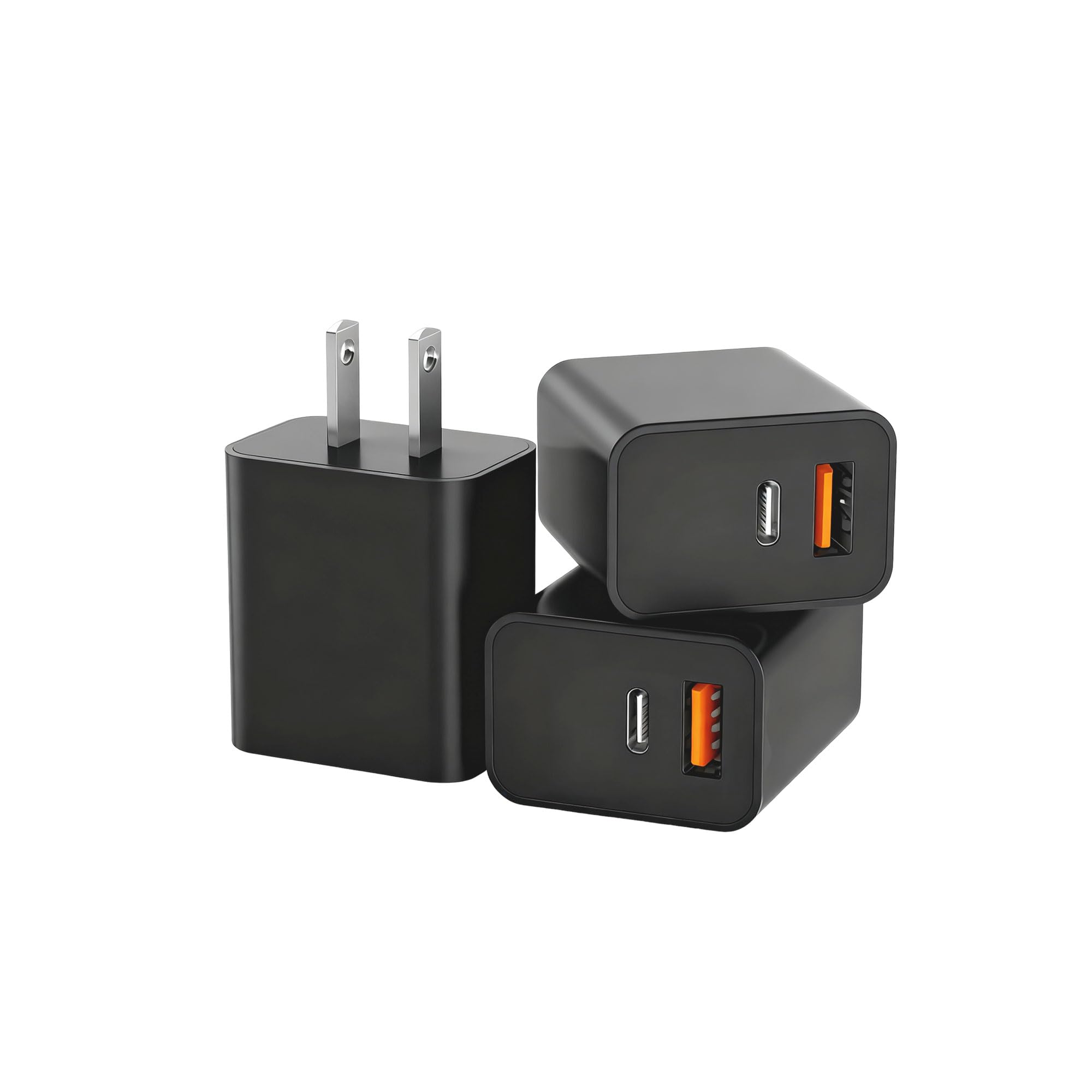 3 Pack USB C Charger Block,20W USB-C & USB-A Port Charger，for i Phone 17/16/15/1