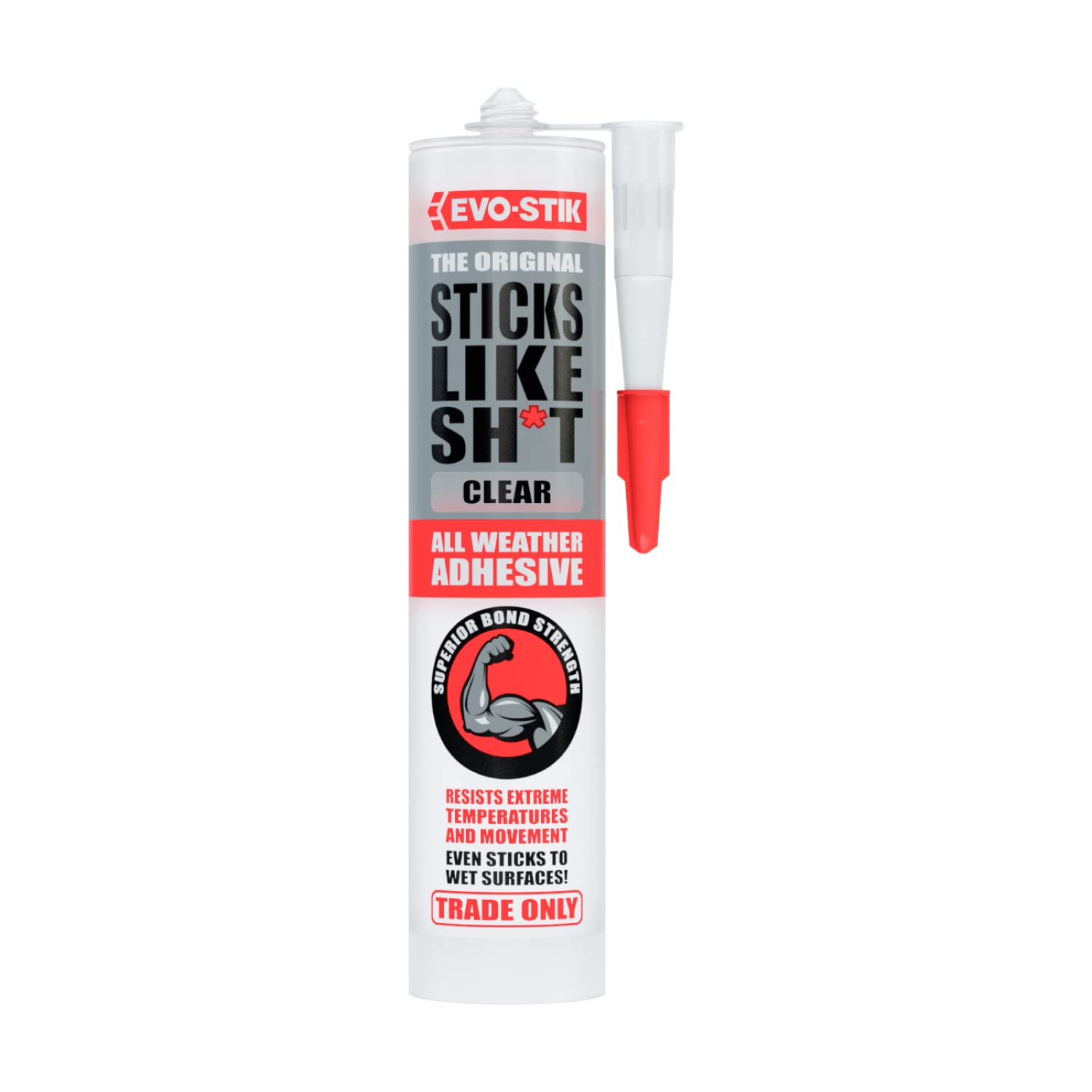 EVO-STIK Sticks Like Sh*t Adhesive Clear - 290ml | All Weather Strong Grab Glue 