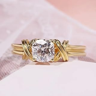 Delicate Gold Color Shiny Cubic Zirconia Rings for Women Bridal Wedding Band Accessories