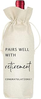 Socive Retirement Wine Bag, Retired Gifts Wine Bags, Pairs Well With Retirement, Gift for Him or Her, Leaving Gift for Colleagues Best Friends Coworkers Boss Nurse Teachers