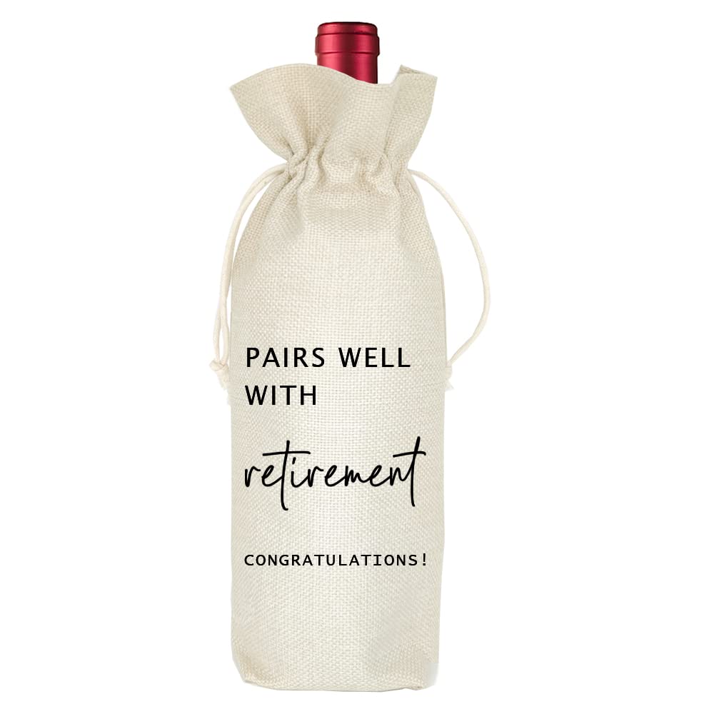 Socive Retirement Wine Bag, Retired Gifts Wine Bags, Pairs Well With Retirement,