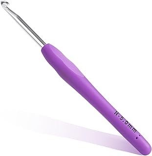 5mm Crochet Hook, Ergonomic Soft Handle for Arthritic Beginners Knitting | Crochet Needles with Smooth aluminum tip, extra-long, non-slip grip. Great for blankets, yarn, left-handed. For all levels