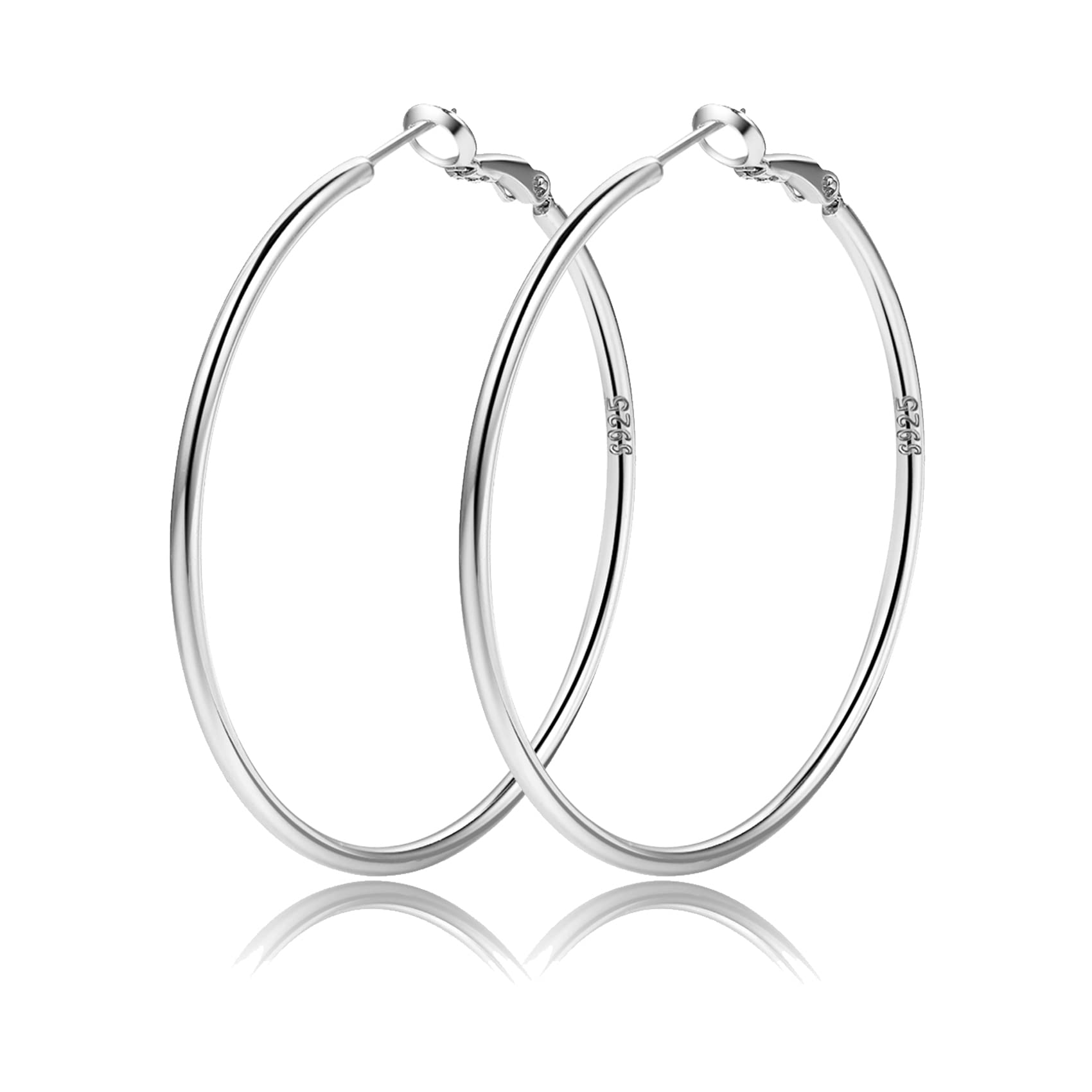 2mm Sterling Silver Big Hoop Earrings for Women Gold Filled Hoop Earrings Large 