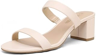 DREAM PAIRS Women's Comfortable Dress Sandal Mid Wide Heel Classic High Heel Round Toe Two Strap Summer Dress Sandal DHS213-E