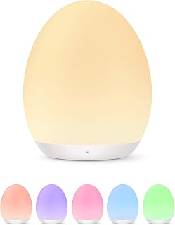 JolyWell Night Light for Kids, Baby Night Light with 7 Colors Changing Mode &amp; Stepless Dimming, Nursery Night Light BPA Free,Rechargeable Egg Night Light for Breastfeeding 1h Timer &amp; Touch Control