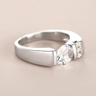 Women's Fashion Round Cubic Zirconia Wedding Band Ring Modern Jewelry