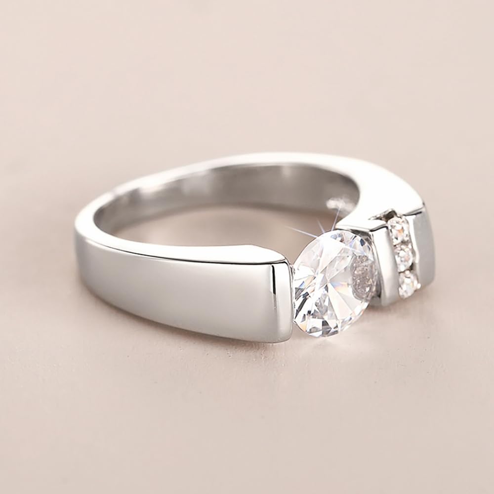 Women's Fashion Round Cubic Zirconia Wedding Band Ring Modern Jewelry