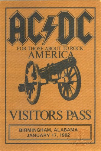 AC/DC 1982 About To Rock Tour Backstage Pass Birmingham