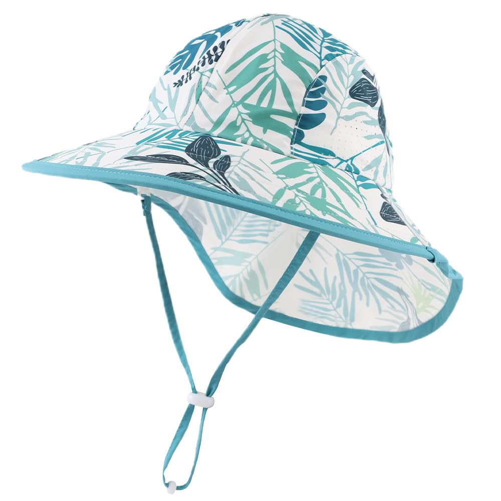 Zsedrut Toddler Summer Hat with Neck Flap Waterproof Kids Swim Hat Baby UV Prote