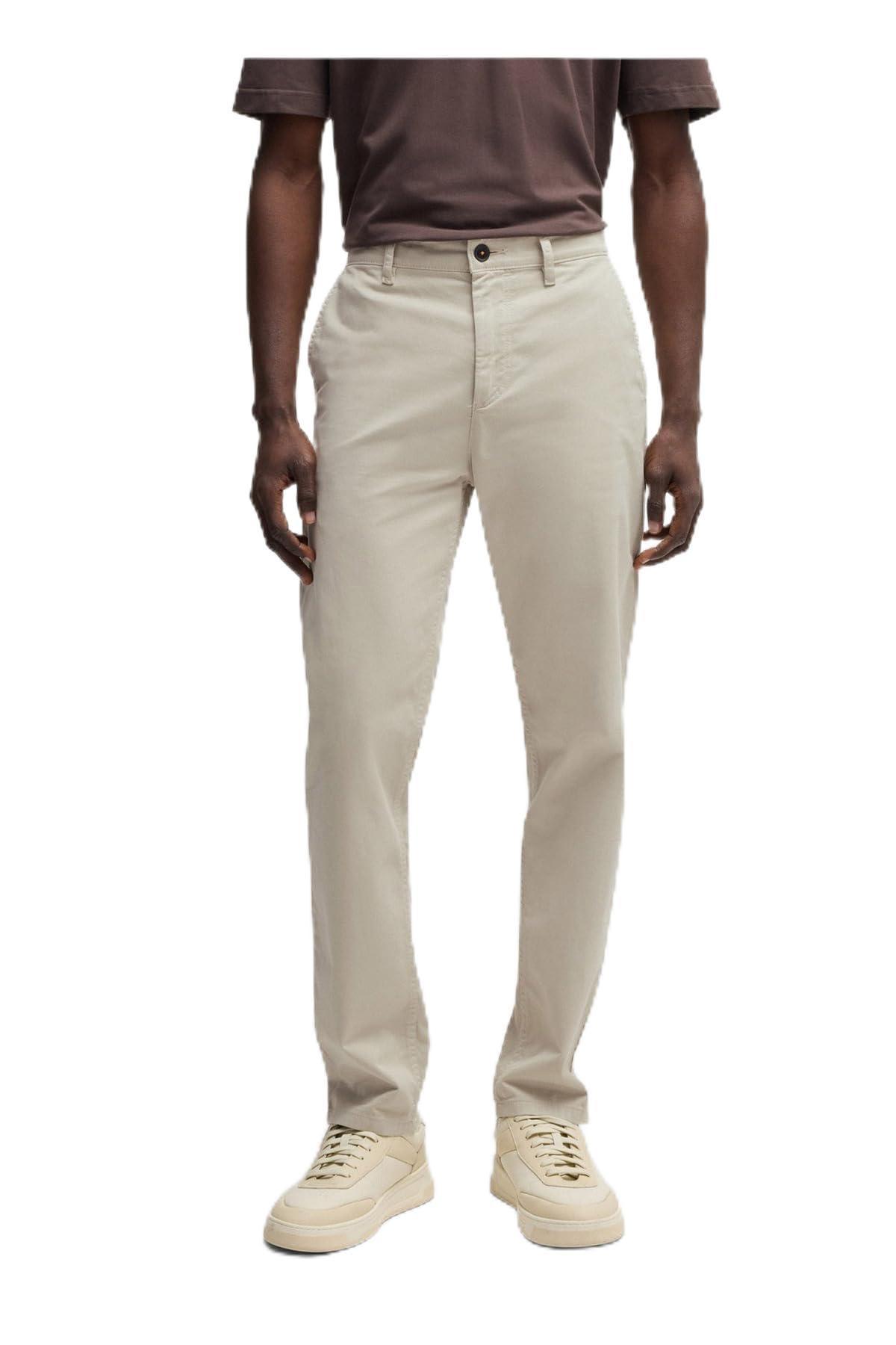 BOSS Mens Chino Tapered Tapered-fit Chinos in Stretch-Cotton Satin