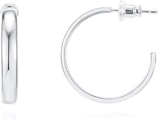 PAVOI 14K Gold Plated Wide Flat Edge Hoop Earrings for Women | Rose, White and Yellow Gold Hoops | Hypoallergenic Jewelry