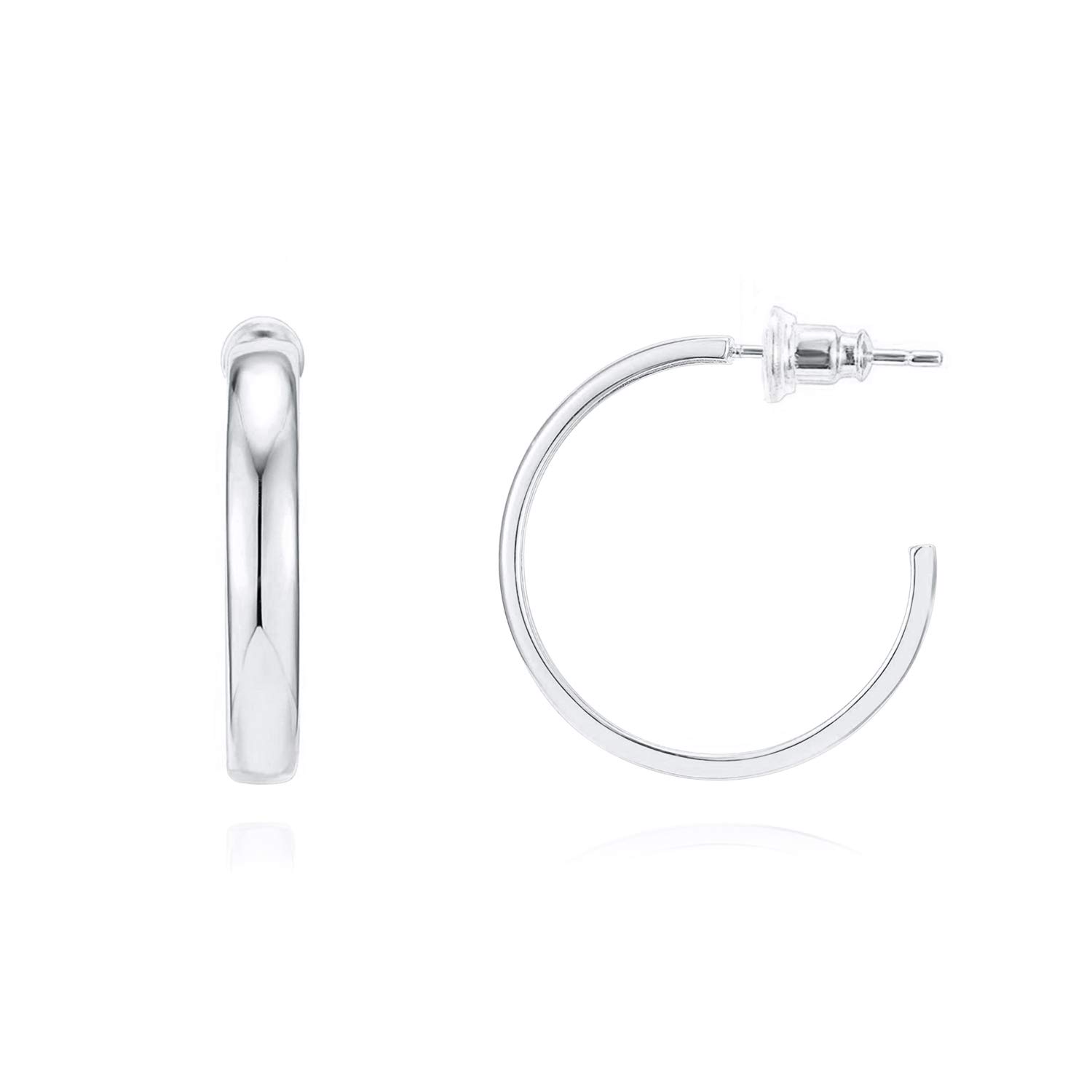 PAVOI 14K Gold Plated Wide Flat Edge Hoop Earrings for Women | Rose, White and Y