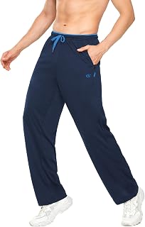 YuKaiChen Men's Athletic Open Bottom Pants Jogging Bottoms Mesh Men's Jogging Bottoms with Pockets