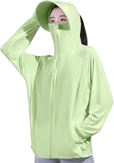 DMFU Women's Rash Guard Hoodie, Cool Touch, UV Protection, UPF 50+ 360-Degree UV Protection, Swimsuit, Body Shape Coverage, Cute, Rash Guard Hoodie, Sun Protection Wear, Solid, Long Sleeve, Summer