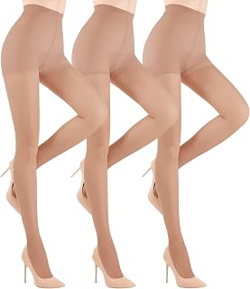 YAGAXI 20D Sheer Tights for Women - 3 Pairs Control Top Tights