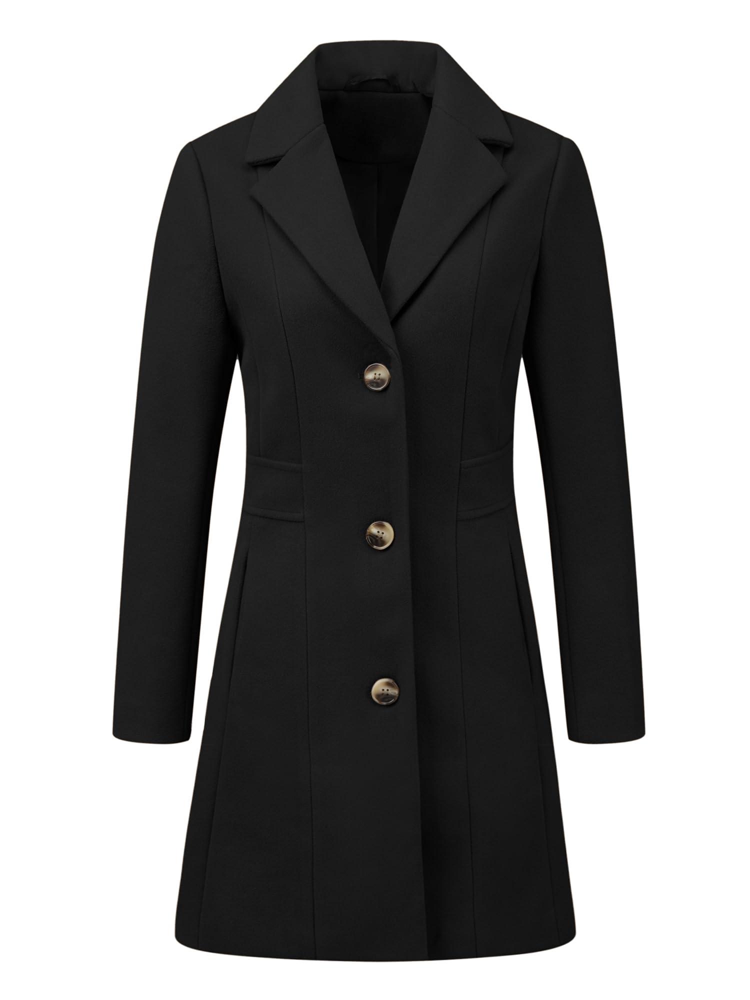 Allegra K Women's Winter Coat Long Single Breasted Notched Lapel Plain Long Clas